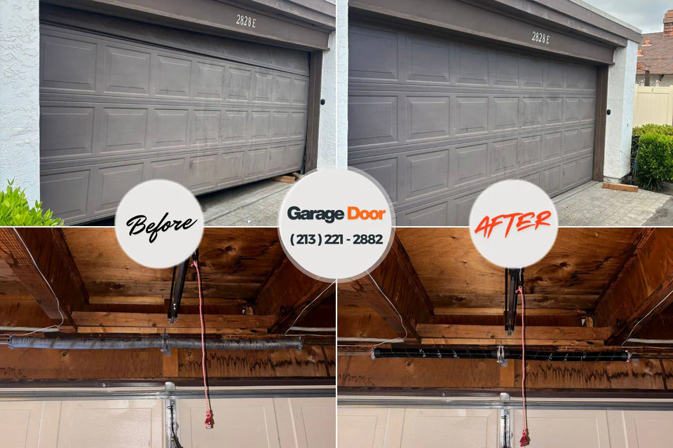 Before and after: garage door repair Pittsfield, MA